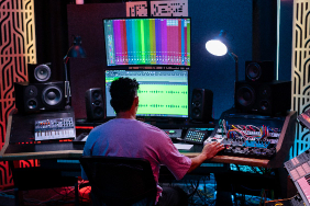 Producer working in studio